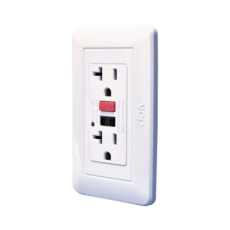 TOMACORRIENTE GFCI CON POLO A TIERRA AMANECER, BLANCO , 125V, 20A CON TAPA INCLUIDA