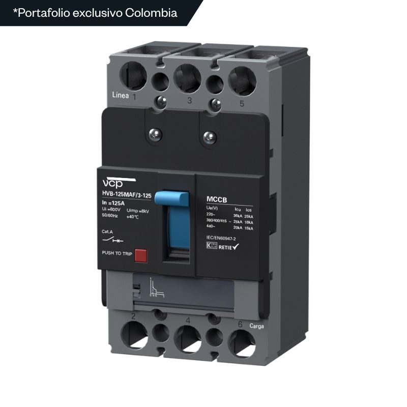 Interruptores caja moldeada, 71X158X94mm, 220/440V, 40A, 36kA