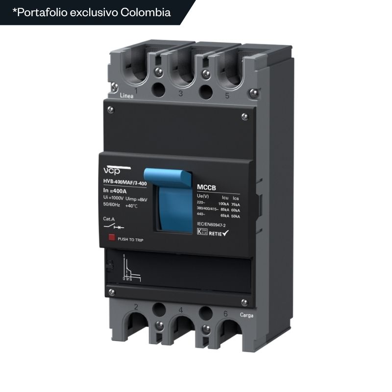 Interruptores caja moldeada, 140X257X150mm, 220/440V, 300A, 100kA