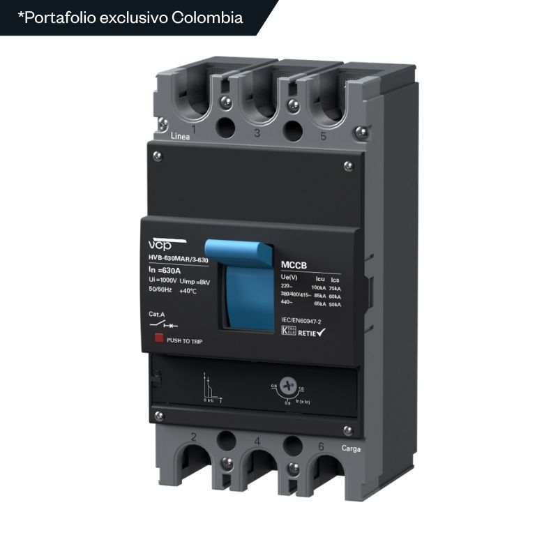 Interruptores caja moldeada, 150X257X147mm, 220/440V, 504-630A, 100kA