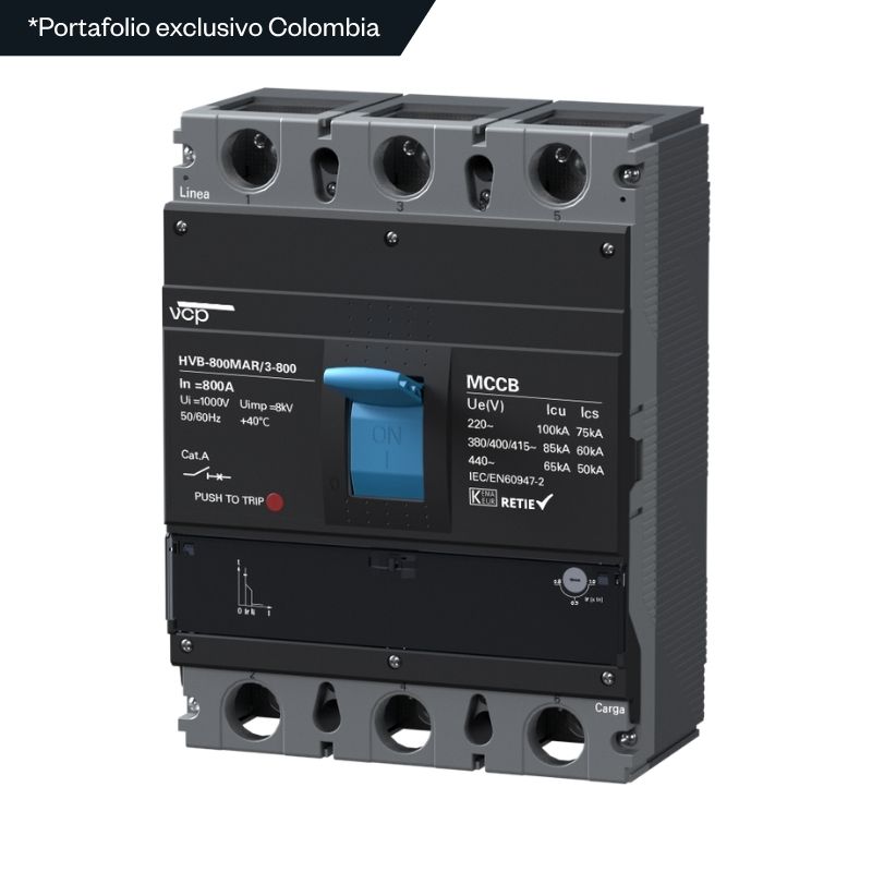 Interruptores caja moldeada, 210X280X117mm, 220/440V, 640-800A, 100kA