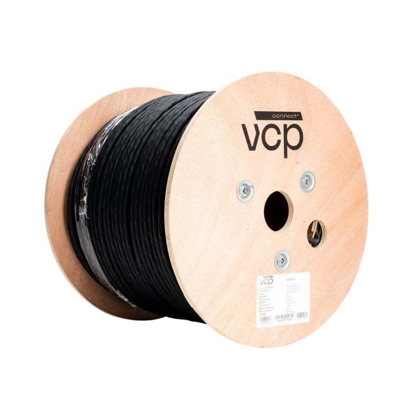 Cable Int/Ext, blindado (U/FTP) CAT 6A LSZH, color negro, 305 metros