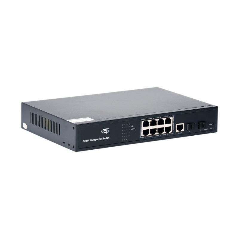 SWITCH SWCAD8GP2SFP 8 PUERTOS RJ45 GIGABIT POE, L2 ADMINISTRABLE, 2 SFP, 1 PUERTO CONSOLA