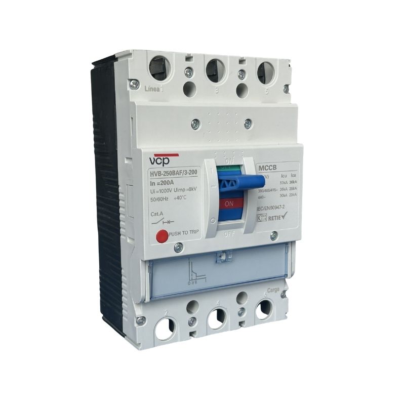 Interruptores caja moldeada, 107X165X100,5mm, 220/440V, 200A, 50kA