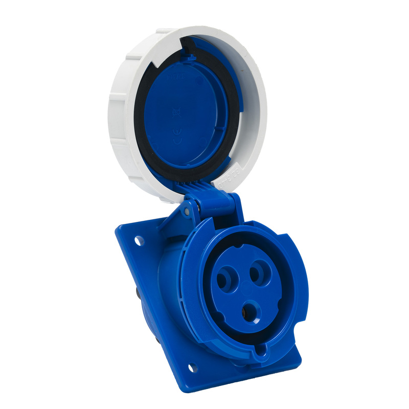 TOMAS DE INCRUSTAR INDUSTRIALES, 220V, IP67, 32A, 3H, color azul