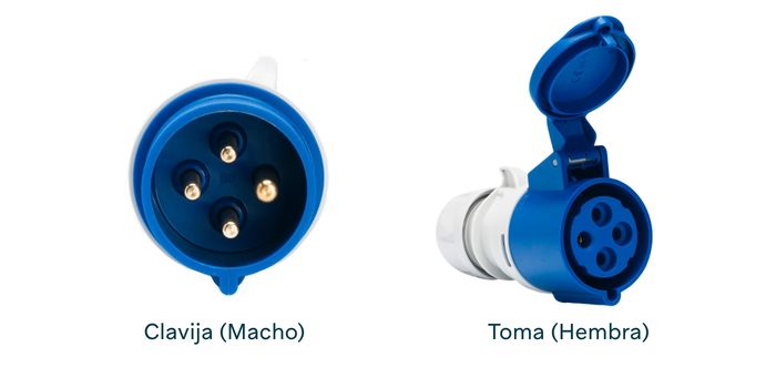 Diferencia entre toma industrial hembra y clavija industrial macho