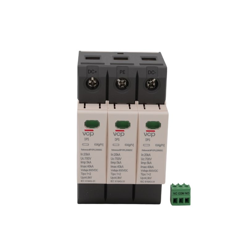 DPS TIPO 1+2PV 3 POLOS 800VDC 5KA10/350 40kA8/20 RIEL DIN