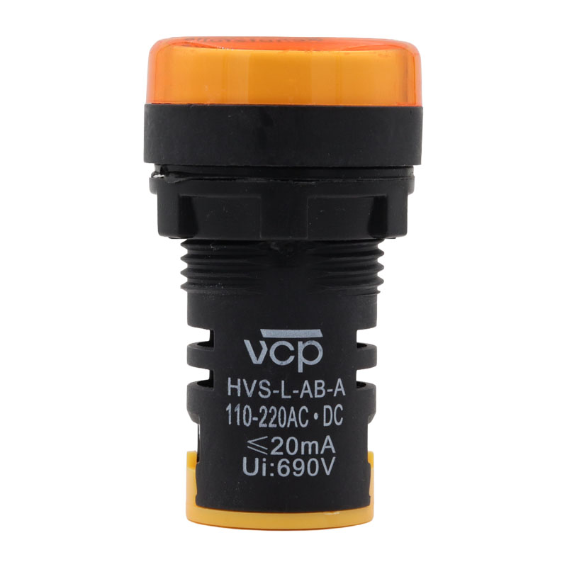 Pilotos electrónicos monoblock 22 mm amarillo 110-220 VAC