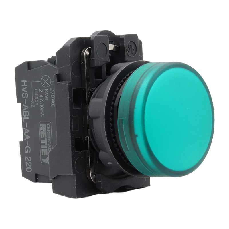Pilotos electrónicos modular 22 mm verde 220 VAC