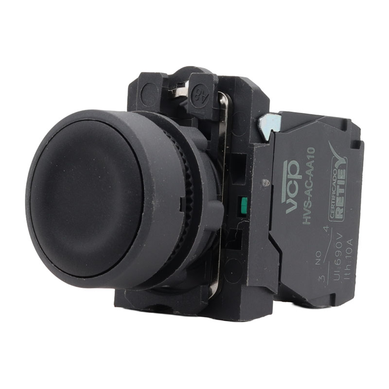 Pulsador sencillo negro 22 mm con 1NA