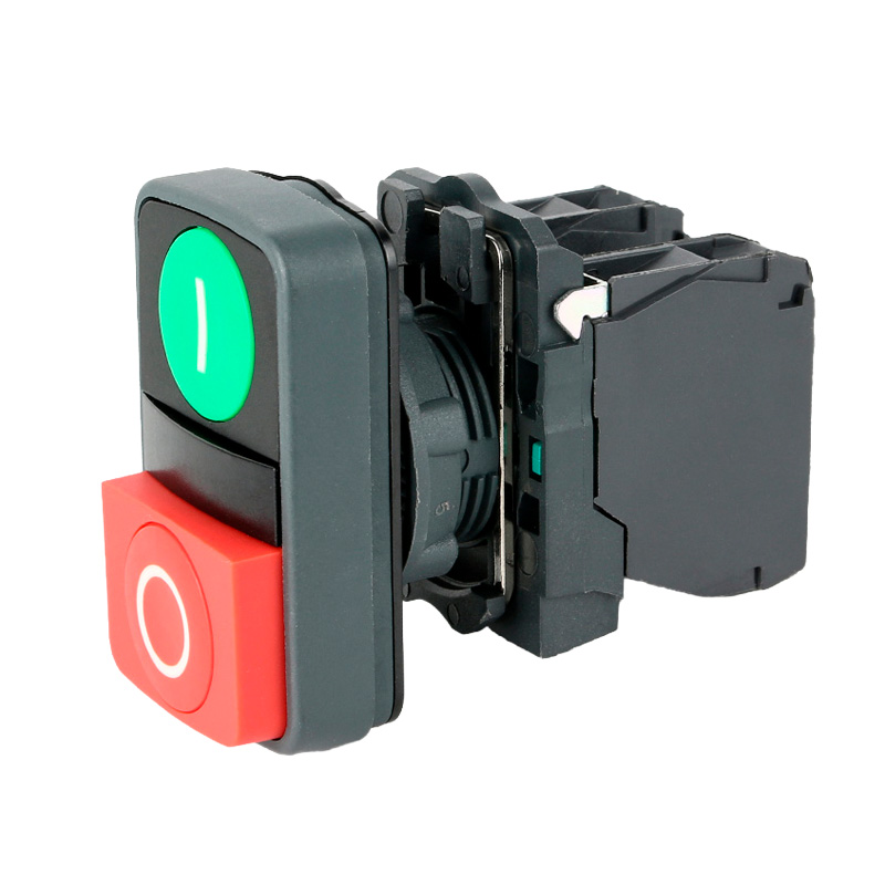 Pulsador doble verde-rojo 22 mm con 1NA+1NC
