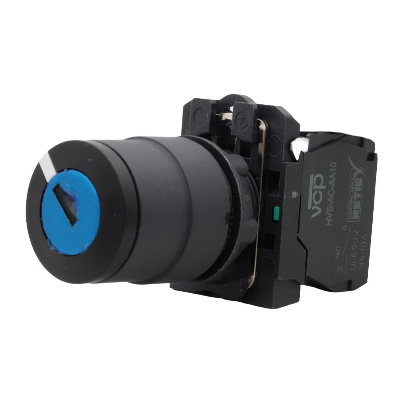 Selector dos posiciones fijas con llave 22 mm con 1NA