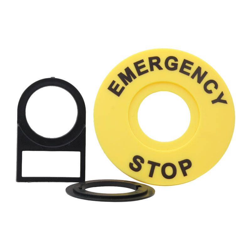 Anillo o placa de advertencia para botón de  paro de emergencia